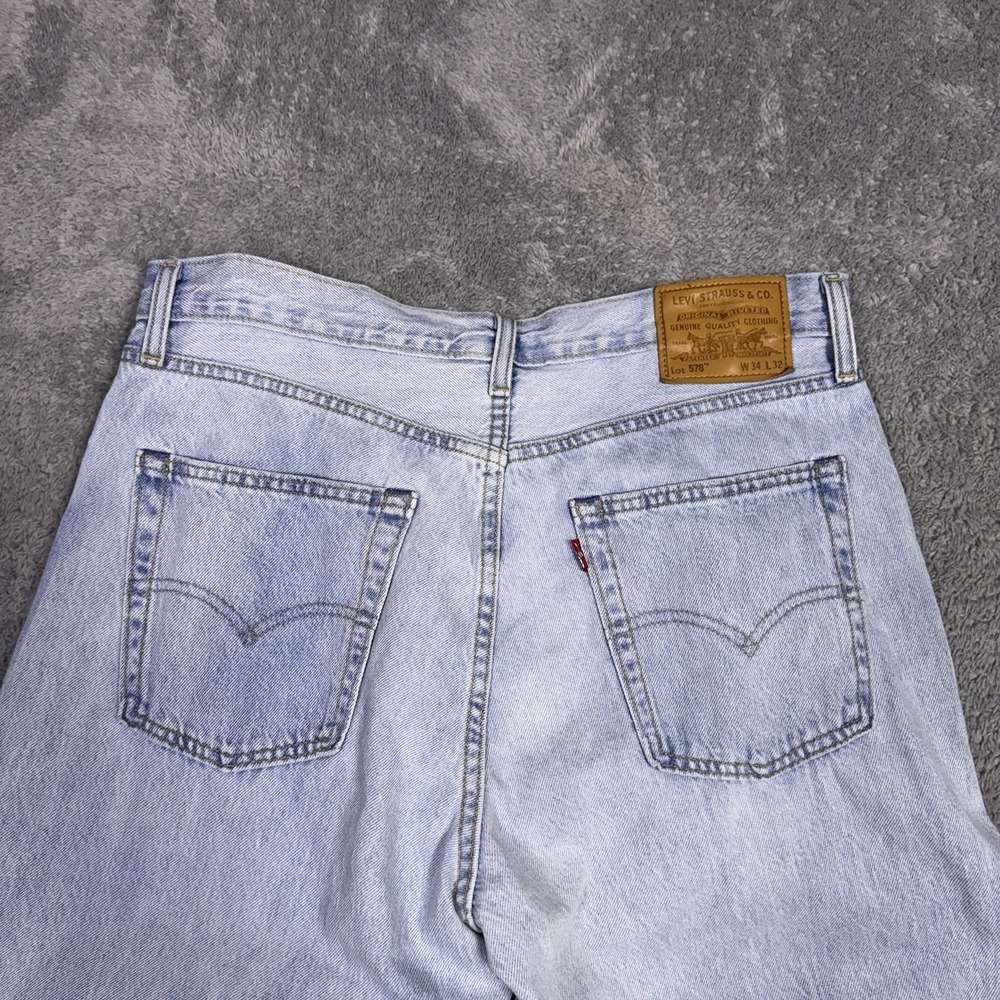 Levis 578 Jeans Mens 32x30 Light Wash Baggy Denim Skater Y2K Stovepipe Premium - Picture 7 of 15